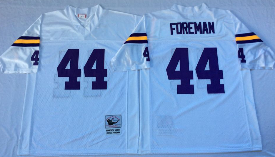 Men NFL Minnesota Vikings 44 Foreman purple white Mitchell Ness jerseys
